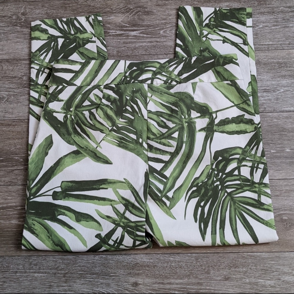 🌺 Chico's Green Leaf Print Cropped Pants 14